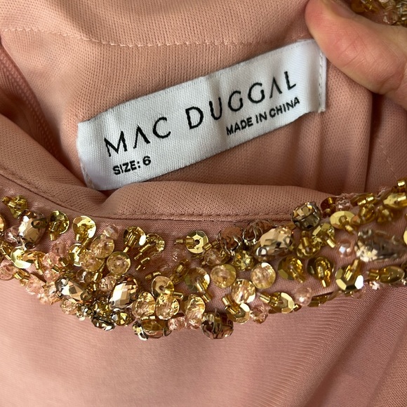 Mac Duggal Beaded Drop Shoulder Jersey Gown in Rose Size 6 - Picture 7 of 12